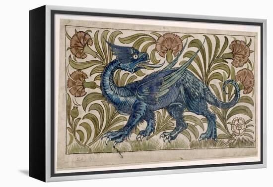 Dragon' Design for a Tile (W/C on Paper)-William De Morgan-Framed Premier Image Canvas