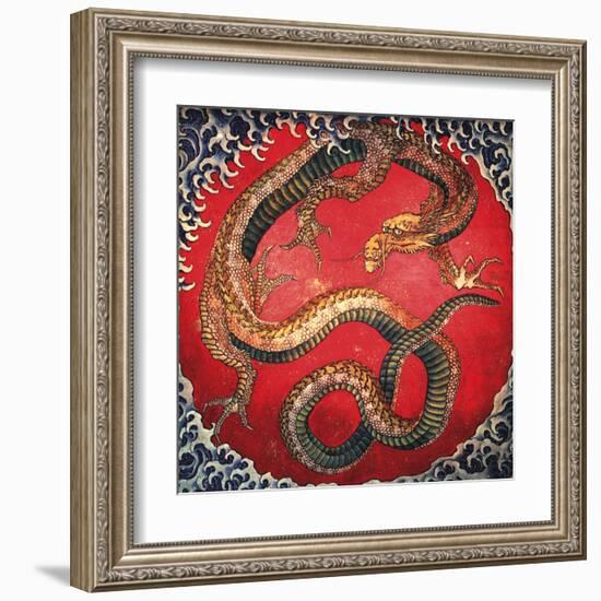 Dragon (detail)-Katsushika Hokusai-Framed Art Print