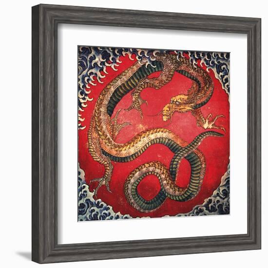 Dragon (detail)-Katsushika Hokusai-Framed Art Print