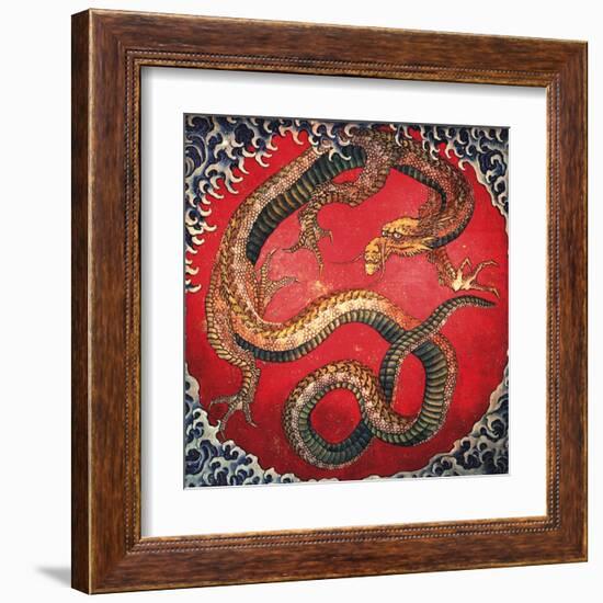 Dragon (detail)-Katsushika Hokusai-Framed Art Print