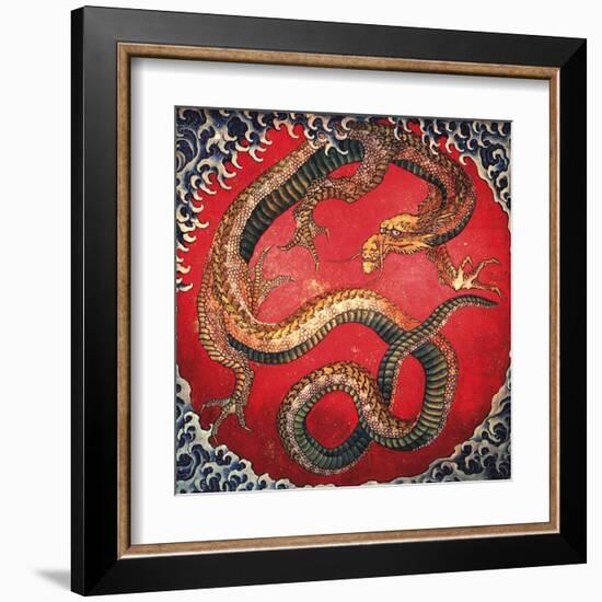 Dragon (detail)-Katsushika Hokusai-Framed Art Print