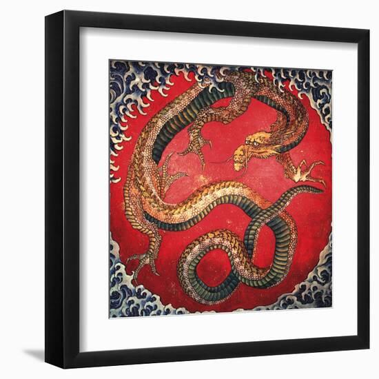 Dragon (detail)-Katsushika Hokusai-Framed Art Print