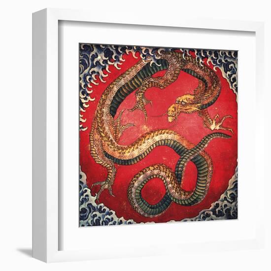 Dragon (detail)-Katsushika Hokusai-Framed Art Print