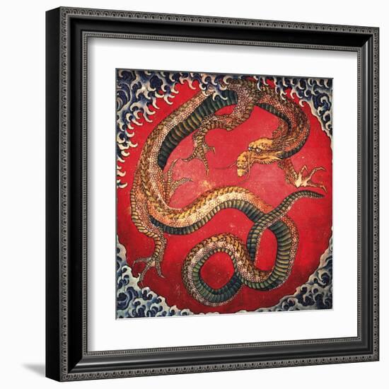 Dragon (detail)-Katsushika Hokusai-Framed Art Print