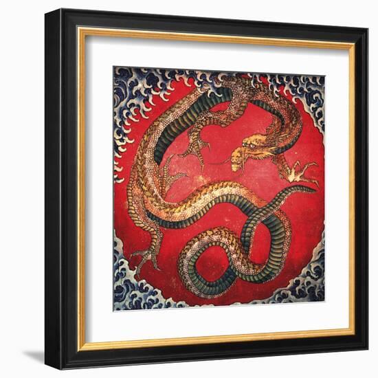 Dragon (detail)-Katsushika Hokusai-Framed Art Print