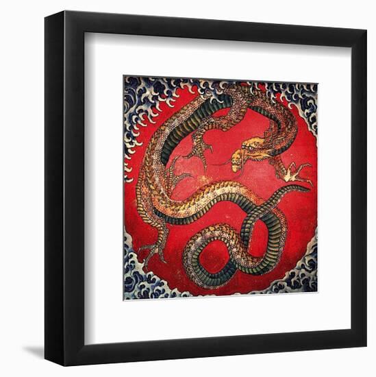 Dragon (detail)-Katsushika Hokusai-Framed Art Print