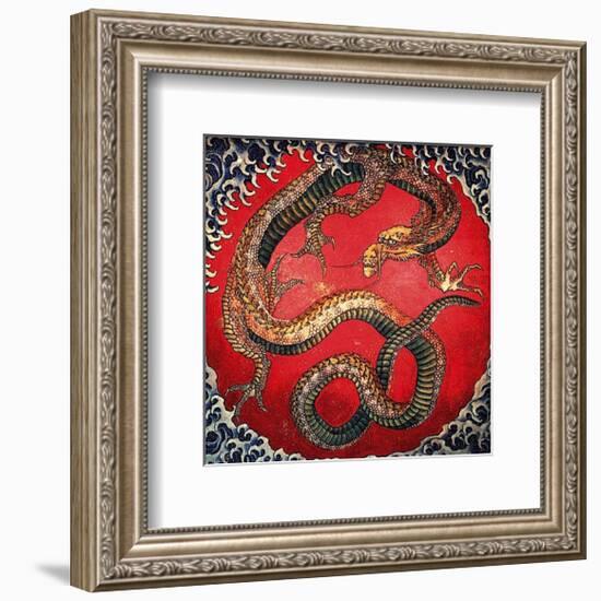 Dragon (detail)-Katsushika Hokusai-Framed Art Print