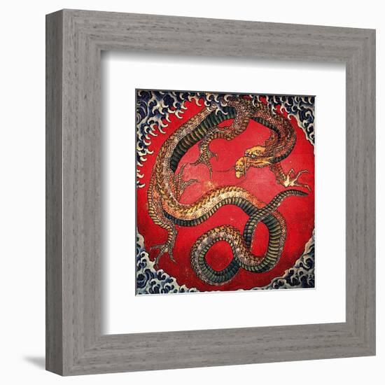 Dragon (detail)-Katsushika Hokusai-Framed Art Print