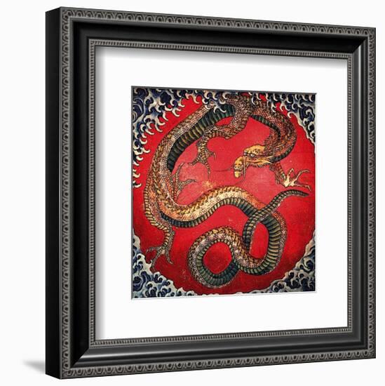 Dragon (detail)-Katsushika Hokusai-Framed Art Print