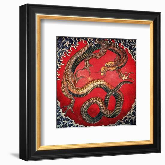 Dragon (detail)-Katsushika Hokusai-Framed Art Print