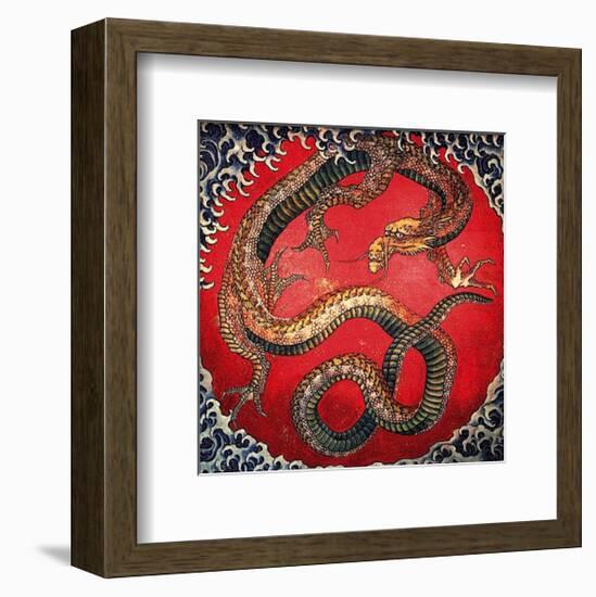Dragon (detail)-Katsushika Hokusai-Framed Art Print