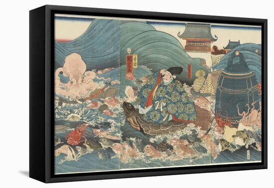 Dragon God Rewarding Hidesato with Three Gifts, April 1858-Utagawa Kuniyoshi-Framed Premier Image Canvas