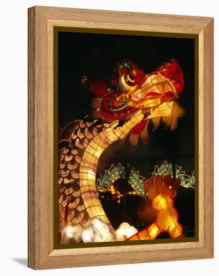 Dragon Lights at the Star Ferry Terminal on Chinese Takeover, Hong Kong, China, Asia-Alison Wright-Framed Premier Image Canvas