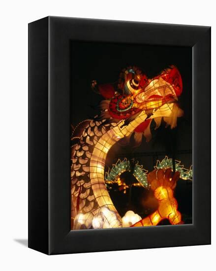 Dragon Lights at the Star Ferry Terminal on Chinese Takeover, Hong Kong, China, Asia-Alison Wright-Framed Premier Image Canvas