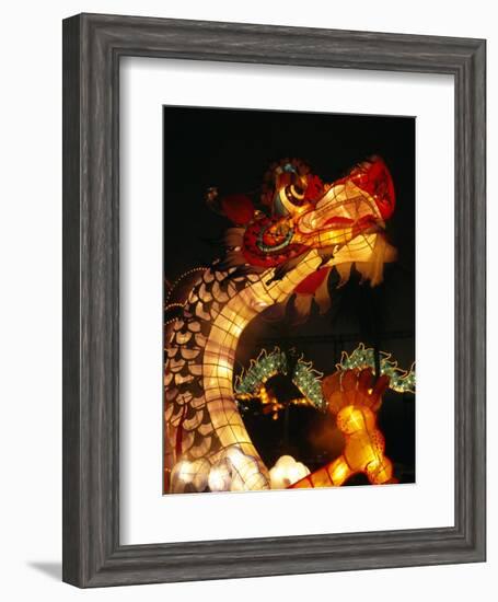 Dragon Lights at the Star Ferry Terminal on Chinese Takeover, Hong Kong, China, Asia-Alison Wright-Framed Photographic Print