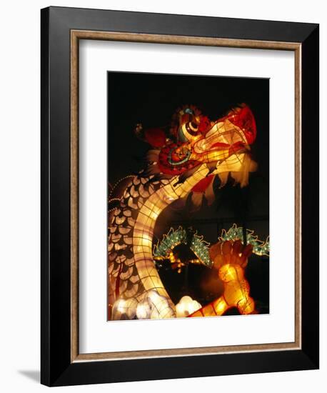 Dragon Lights at the Star Ferry Terminal on Chinese Takeover, Hong Kong, China, Asia-Alison Wright-Framed Photographic Print