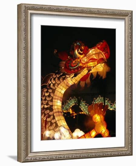 Dragon Lights at the Star Ferry Terminal on Chinese Takeover, Hong Kong, China, Asia-Alison Wright-Framed Photographic Print