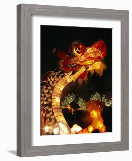 Dragon Lights at the Star Ferry Terminal on Chinese Takeover, Hong Kong, China, Asia-Alison Wright-Framed Photographic Print