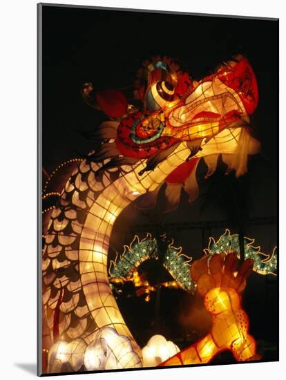 Dragon Lights at the Star Ferry Terminal on Chinese Takeover, Hong Kong, China, Asia-Alison Wright-Mounted Photographic Print