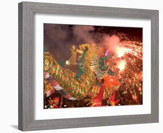 Dragon Performers at Chinese Thanksgiving Festival, Khon Kaen, Isan, Thailand-Gavriel Jecan-Framed Photographic Print