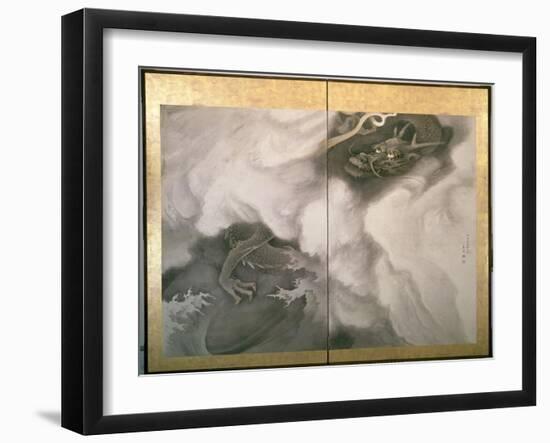 Dragon Screen, Japanese, 1781 (Ink and Colour on Paper)-Maruyama Okyo-Framed Giclee Print