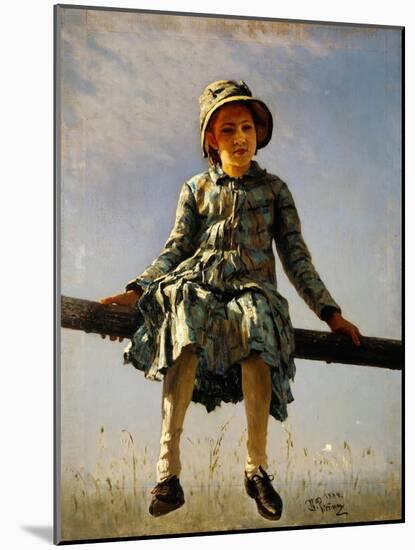 Dragonfly, Painter's Daughter Portrait, 1884-Ilya Yefimovich Repin-Mounted Giclee Print