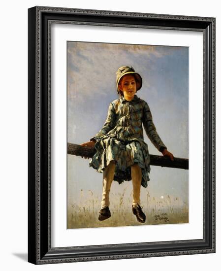 Dragonfly, Painter's Daughter Portrait, 1884-Ilya Yefimovich Repin-Framed Giclee Print