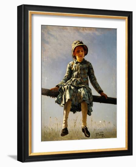 Dragonfly, Painter's Daughter Portrait, 1884-Ilya Yefimovich Repin-Framed Giclee Print