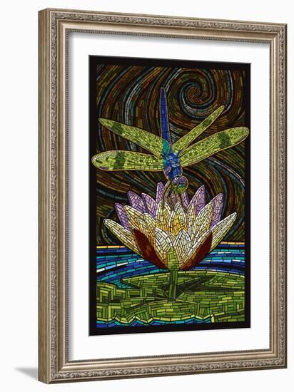 Dragonfly - Paper Mosaic-Lantern Press-Framed Art Print