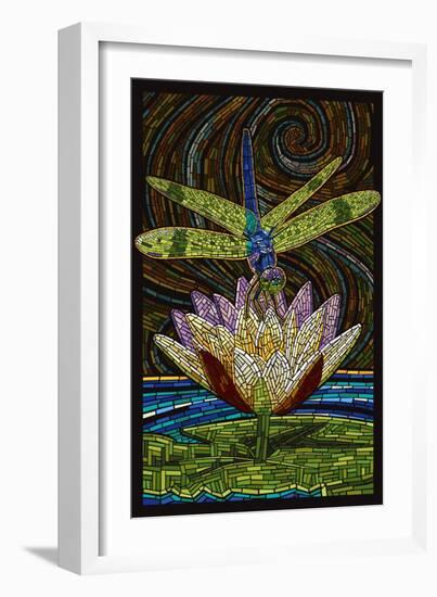 Dragonfly - Paper Mosaic-Lantern Press-Framed Art Print