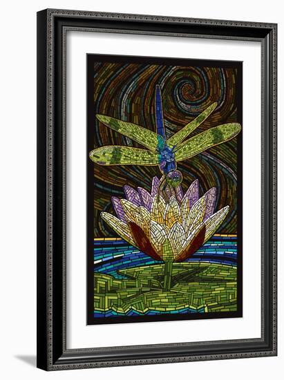 Dragonfly - Paper Mosaic-Lantern Press-Framed Art Print