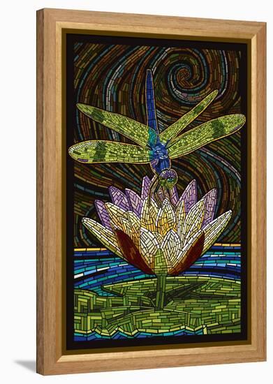 Dragonfly - Paper Mosaic-Lantern Press-Framed Stretched Canvas