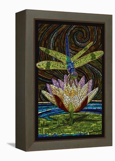 Dragonfly - Paper Mosaic-Lantern Press-Framed Stretched Canvas