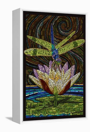 Dragonfly - Paper Mosaic-Lantern Press-Framed Stretched Canvas