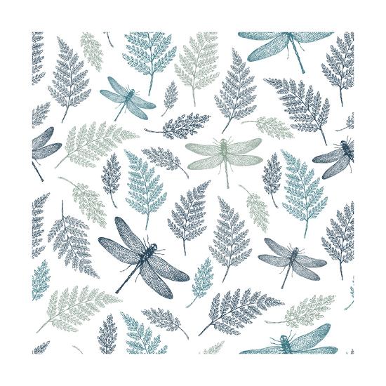 dragonfly seamless pattern fern