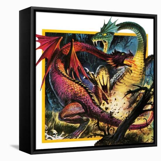 Dragons Fighting-Andrew Howat-Framed Premier Image Canvas