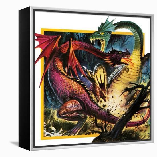 Dragons Fighting-Andrew Howat-Framed Premier Image Canvas