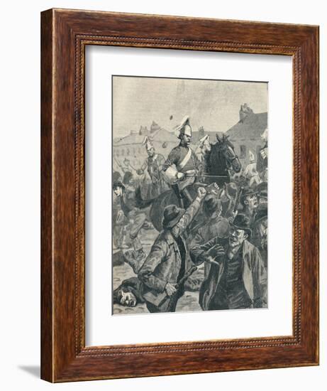 Dragoons and Highlanders scattering  rioters in Belfast, 1872 (1906)-Unknown-Framed Giclee Print