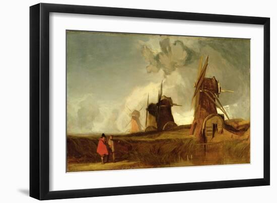Drainage Mills in the Fens, Croyland, Lincolnshire, c.1830-40-John Sell Cotman-Framed Giclee Print