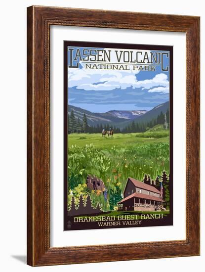 Drakesbad Valley - Lassen Volcanic National Park, CA-Lantern Press-Framed Art Print
