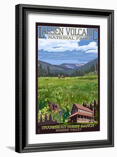 Drakesbad Valley - Lassen Volcanic National Park, CA-Lantern Press-Framed Art Print