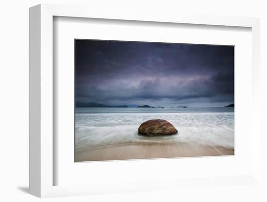 Dramatic Clouds and Stormy Weather over Praia Do Leo Beach, Ubatuba, at Sunset-Alex Saberi-Framed Photographic Print