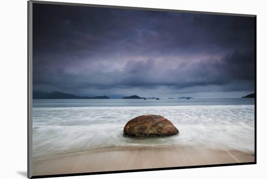 Dramatic Clouds and Stormy Weather over Praia Do Leo Beach, Ubatuba, at Sunset-Alex Saberi-Mounted Photographic Print