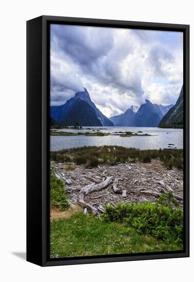 Dramatic Clouds in Milford Sound, Fiordland National Park, South Island, New Zealand, Pacific-Michael Runkel-Framed Premier Image Canvas
