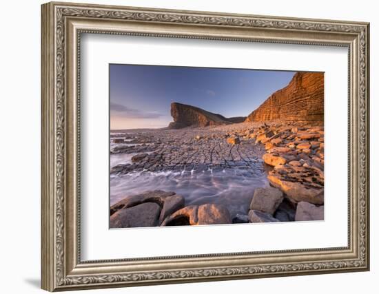 Dramatic coastal geology at Nash Point on the Glamorgan Heritage Coast, South Wales, UK. Winter (Fe-Adam Burton-Framed Photographic Print