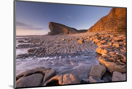 Dramatic coastal geology at Nash Point on the Glamorgan Heritage Coast, South Wales, UK. Winter (Fe-Adam Burton-Mounted Photographic Print