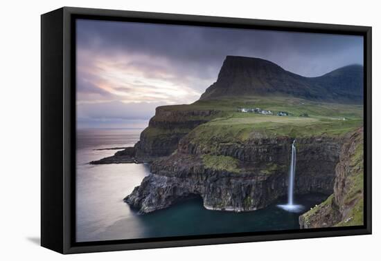 Dramatic Coastal Scenery at Gasadalur on the Island of Vagar, Faroe Islands. Spring-Adam Burton-Framed Premier Image Canvas