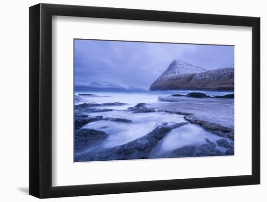 Dramatic coastline of Gjogv on the island of Eysturoy, Faroe Islands, Denmark, Europe. Winter (Apri-Adam Burton-Framed Photographic Print