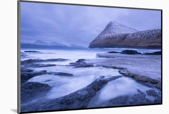 Dramatic coastline of Gjogv on the island of Eysturoy, Faroe Islands, Denmark, Europe. Winter (Apri-Adam Burton-Mounted Photographic Print