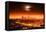 Dramatic Full Moon over Los Angeles Skyline at Night.-logoboom-Framed Premier Image Canvas